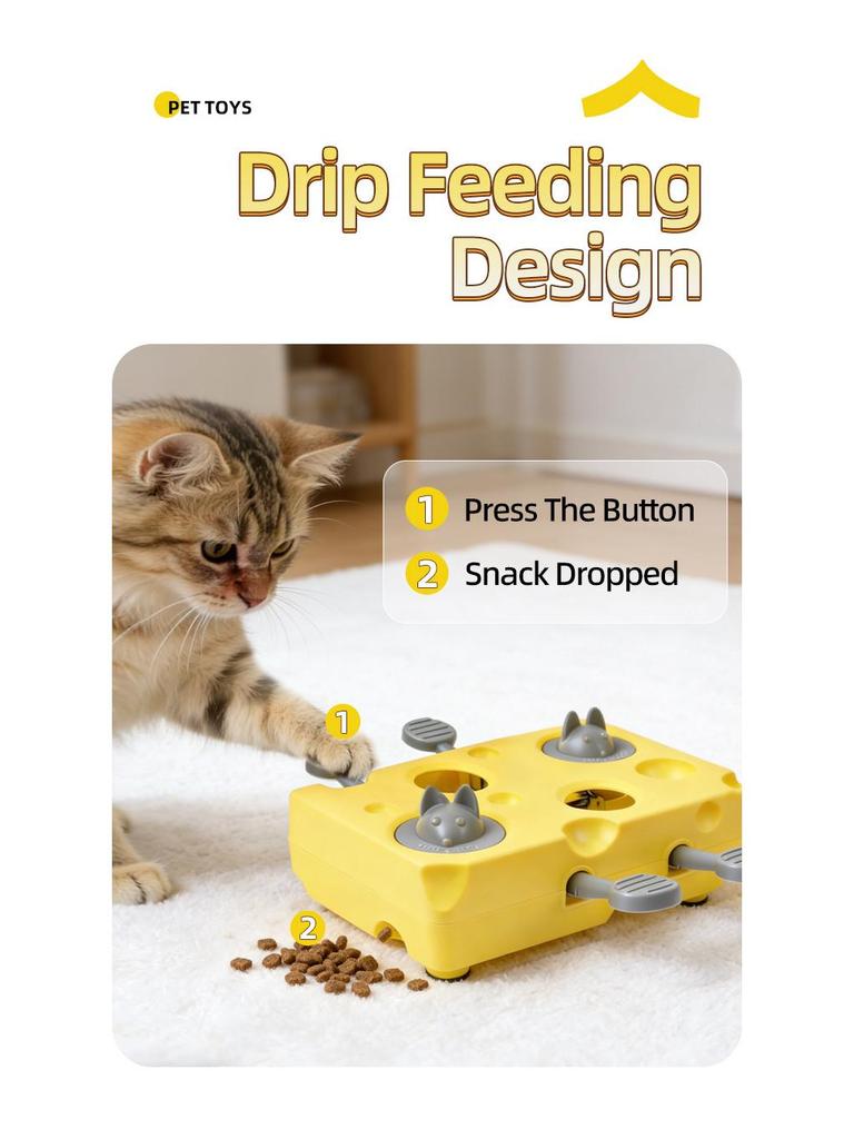 Interactive Cheese-Themed Cat Toy Dispenser