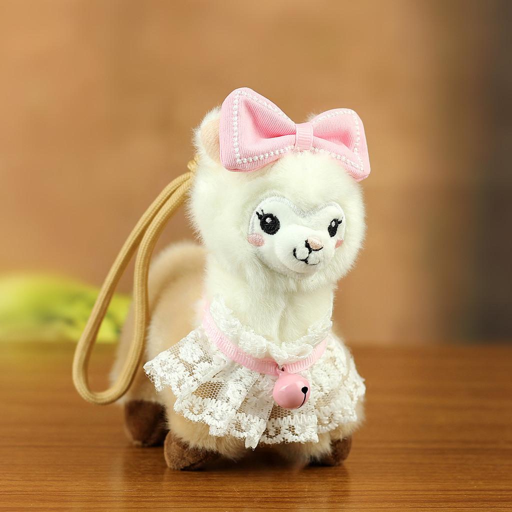 Plush Alpaca Keychain With Cute Bow Tie For Bookbags And Gifts
