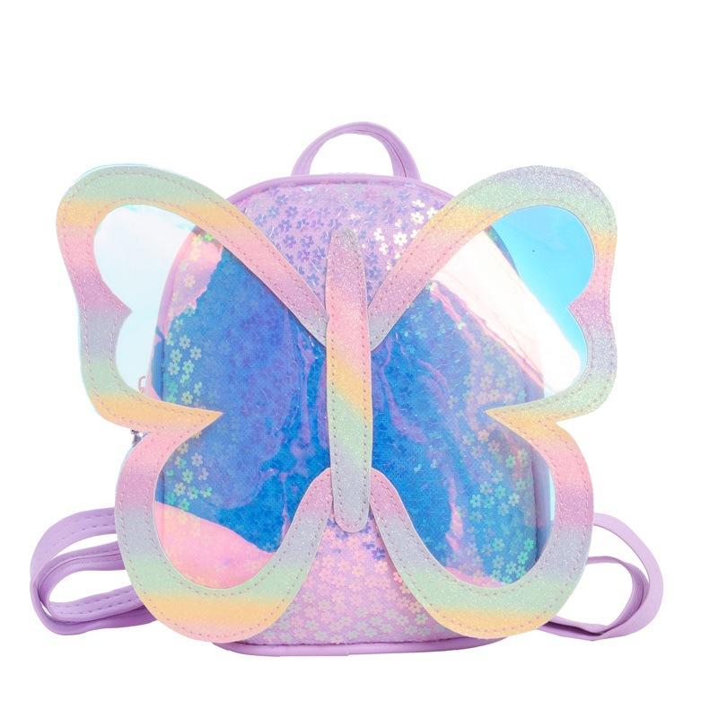 

Kindergarten baby schoolbags cartoon cute little butterfly wings boys and girls backpacks sequined children s schoolbags фиолетовый