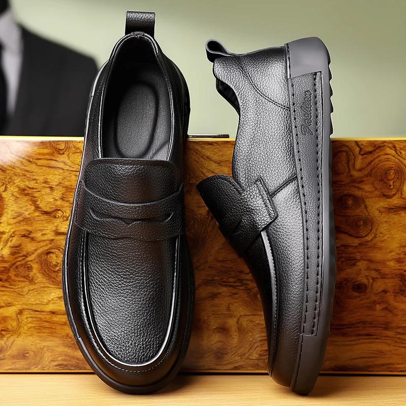 Fashion Men's Leather Shoes Genuine Leather Men Loafers Stylish Summer Slip on Shoes Ultra-light Male Driving Footwear Moccasins