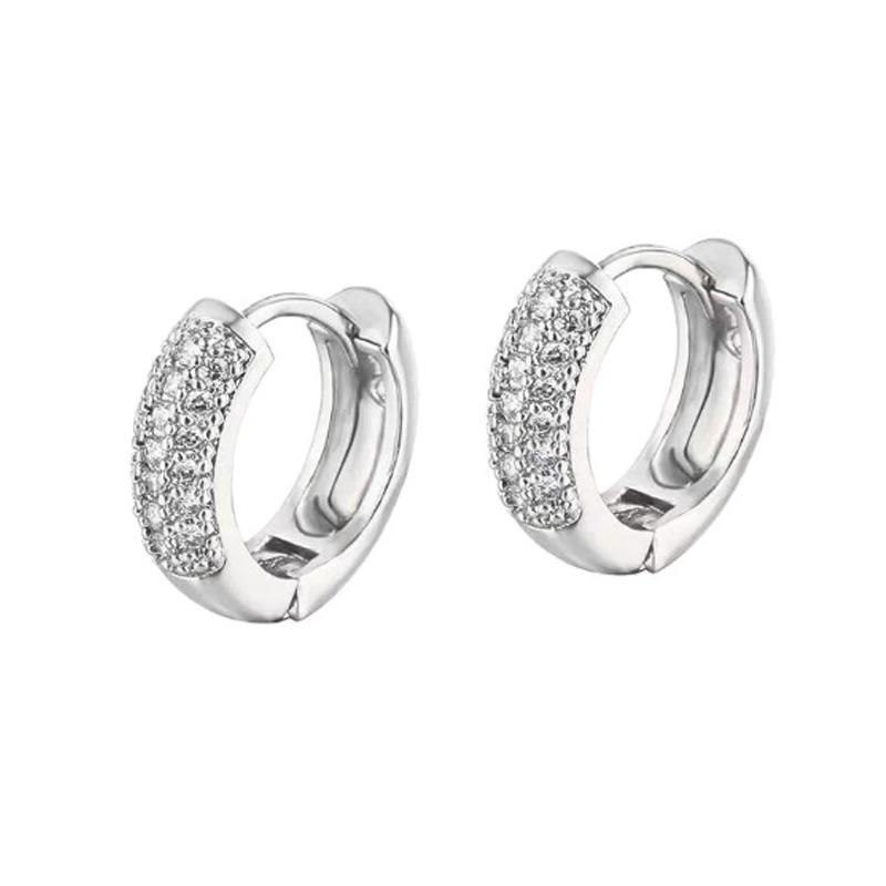Neymar Style Full Diamond Zircon Geometric Hoop Earrings Unisex Fashion Jewelry