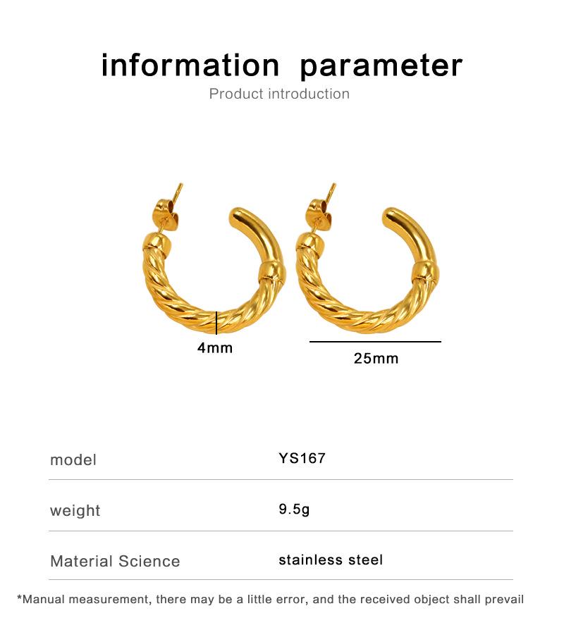 Minimalist Geometric C-Shaped Earrings - Trendy Stainless Steel Accessories for Women