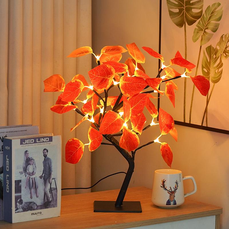 LED Cherry Blossom & Peach Phalaenopsis Table Lamp - Christmas Tree Room Decor Night Light