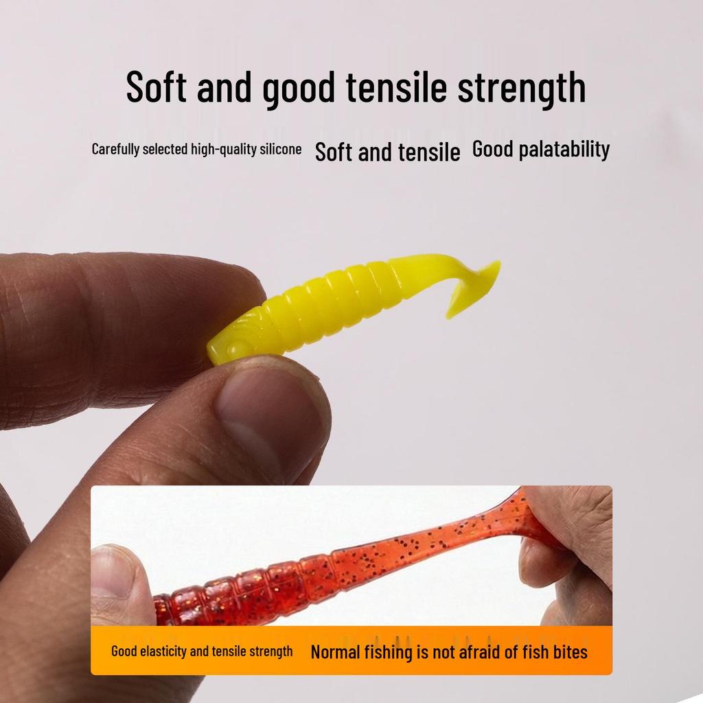Threaded T-tail Micro Soft Swimbait for Slow Sinking and Wriggling Action - Ideal for Perch, Bass, and Asp Fishing.