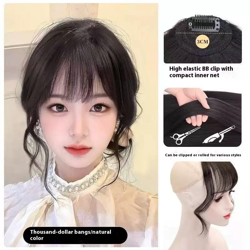 Synthetic Fake Bangs Hairpiece Clip Air Bang Extension Natural Heat Resistant For Women Daily Party
