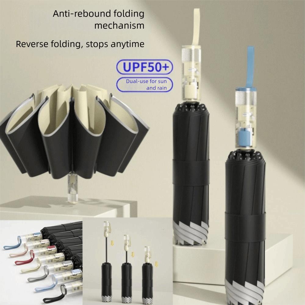 Reverse Folding UV Umbrellas Reflective Stripe Rain Umbrella Automatic Umbrella  Storm Resistant