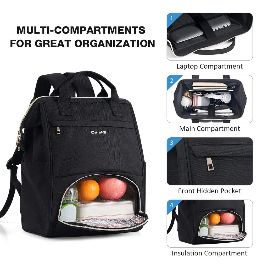 OIWAS Women's Backpack, 20L Waterproof, Multifunctional, for Commuting, Black