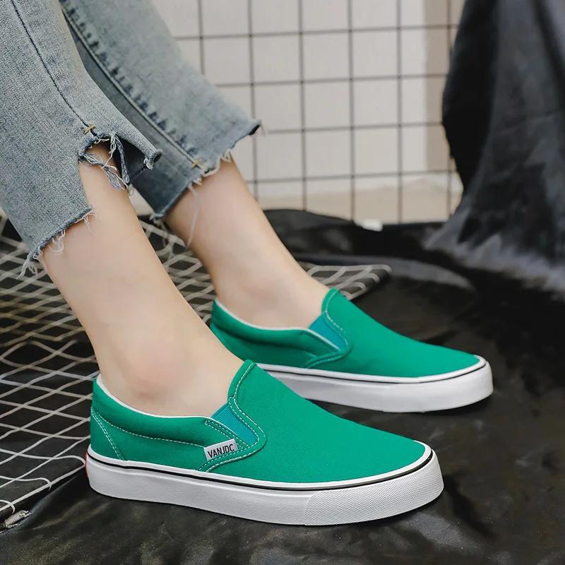 Summer Couple Vulcanized Canvas Walking Shoes Women Slip on Men Comfortable Fashion Platform Jogging Sneakers Outdoor Trainers