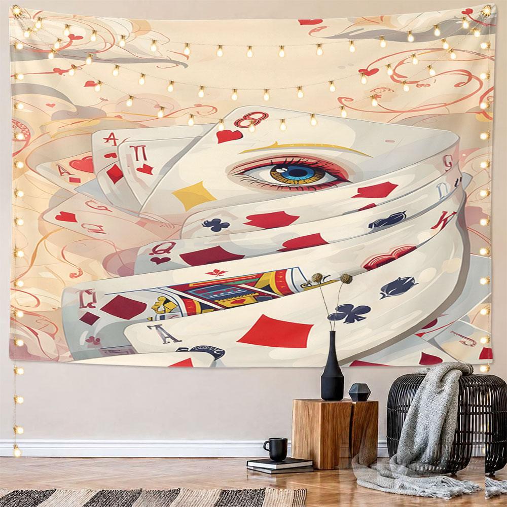 "Surreal Playing Cards Eye Design" Pattern Wall Hanging Tapestry Decorative Tapestry Home Decor for Bedroom and Living Room