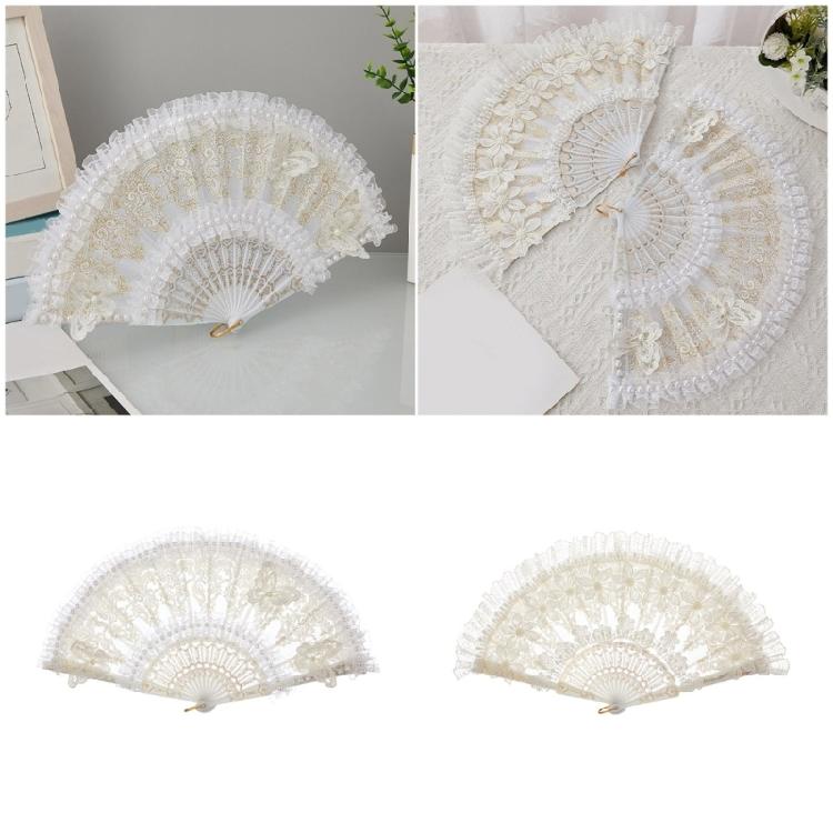 Multifunctional Lace Folding Fan Durable Plastic Frame Costume Party Wedding Decoration Accessory