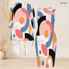 Women Plus Size Two Piece Set Printed Sleeveless Bodycon Dress Long Sleeve Open Cardigan Black Golden