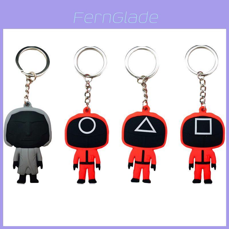 Squid Game Keychain With Red Guard Staff Worker Figure For Bags And Backpacks