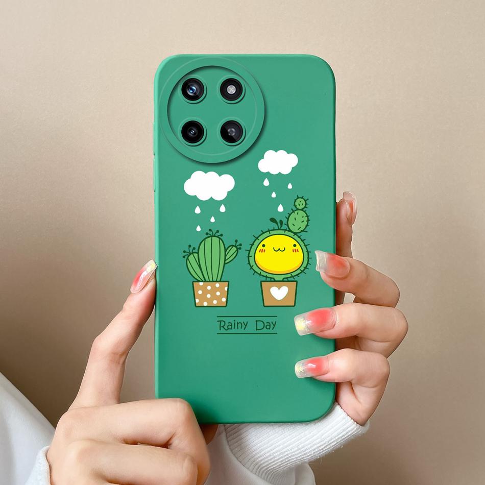 Case For OPPO Realme 11 4G Romantic Flower Soft Original Liquid Silicone Back Cover For Realme11 Upgrad Lens Protection Coque
