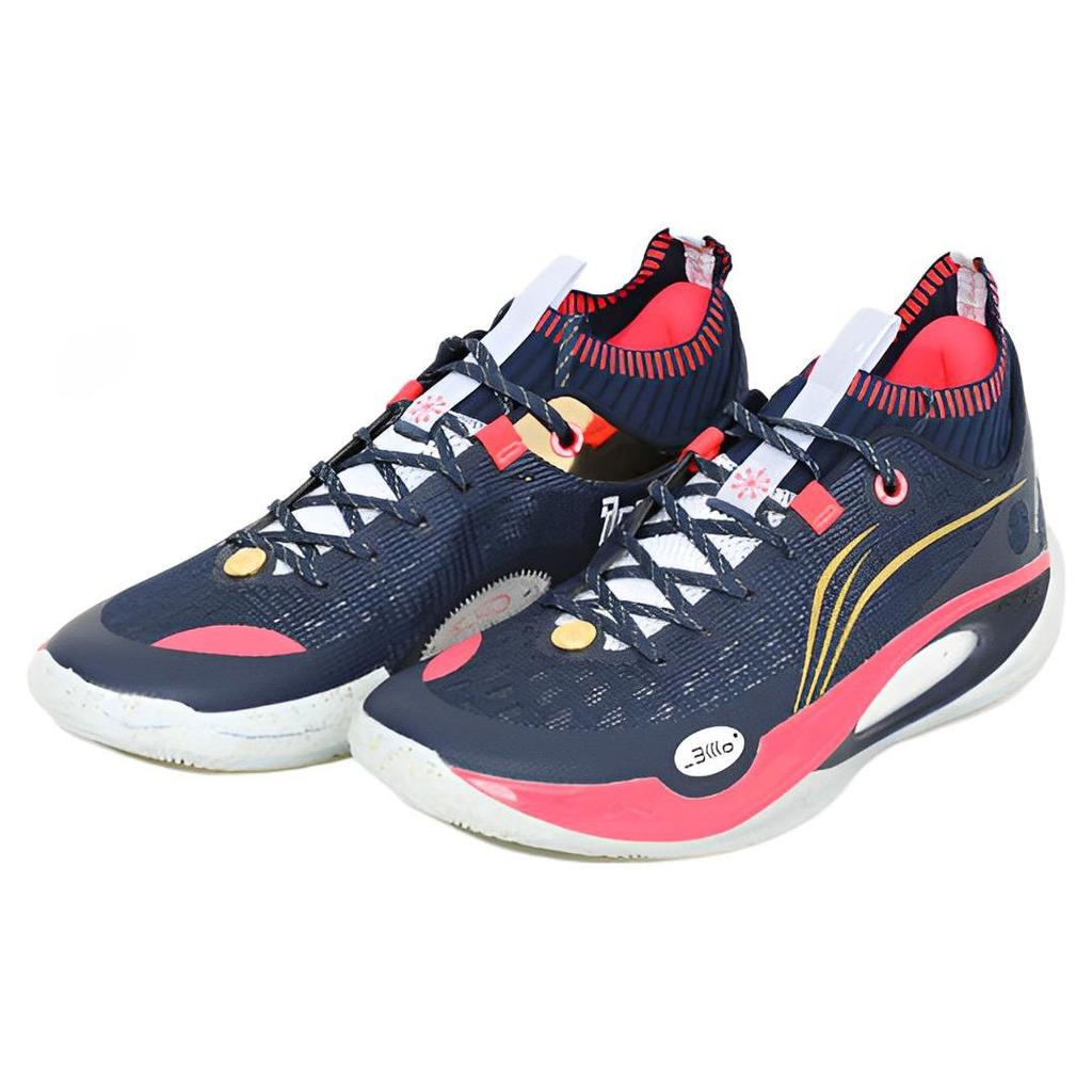 Li Ning Wade 808 Ultra Cushioning Slip Resistant Abrasion Resistant Low top Basketball Shoes Men's Blue Red ABAS113-7