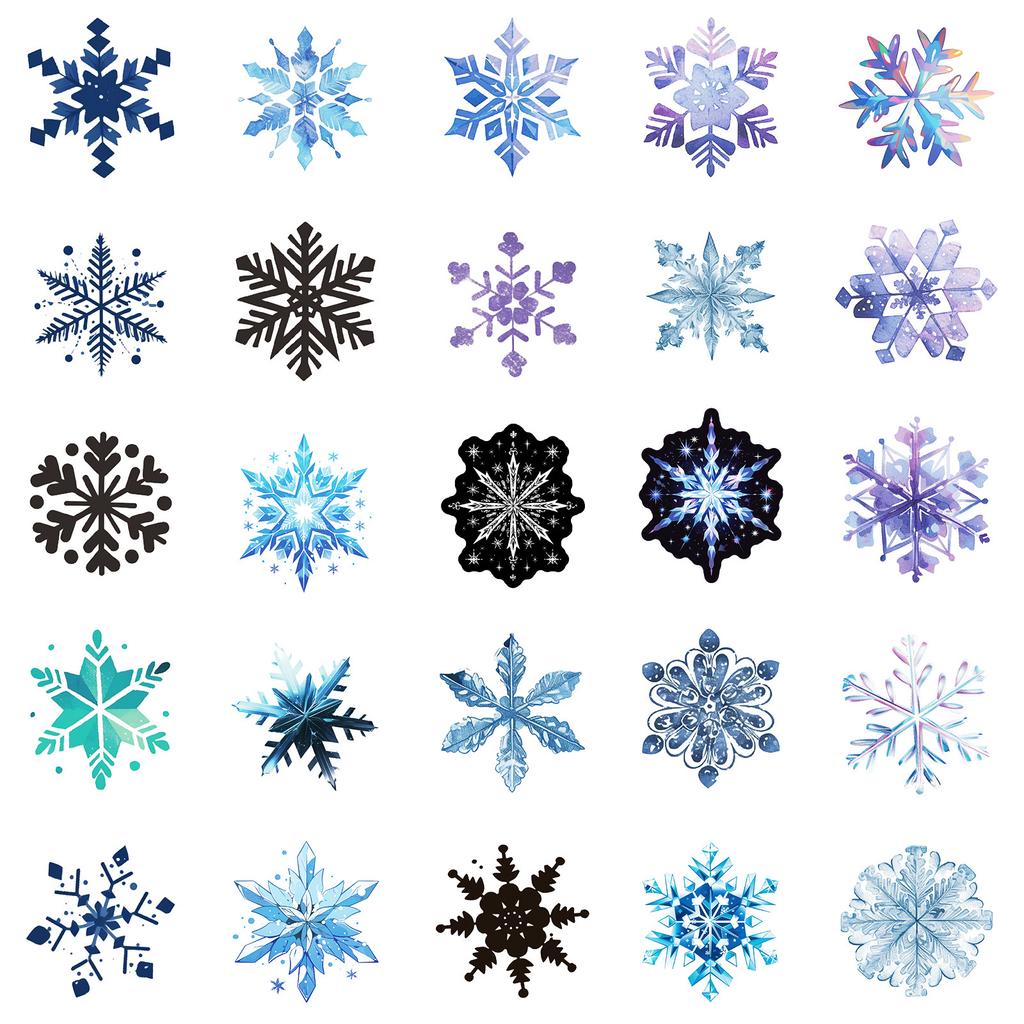 50 Light Color Snowflake Graffiti Stickers Christmas Decoration Notebook Electric Vehicle Stickers
