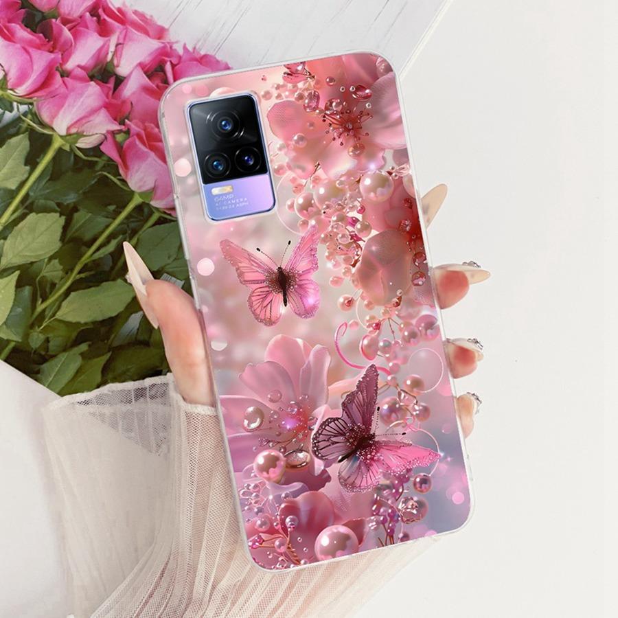 For Vivo V21E V 21 E V2061 V2055 Case Soft Silicone TPU Protective Butterfly Phone Case For VivoY73 2021 V21 E 4G 5G Cover Coque