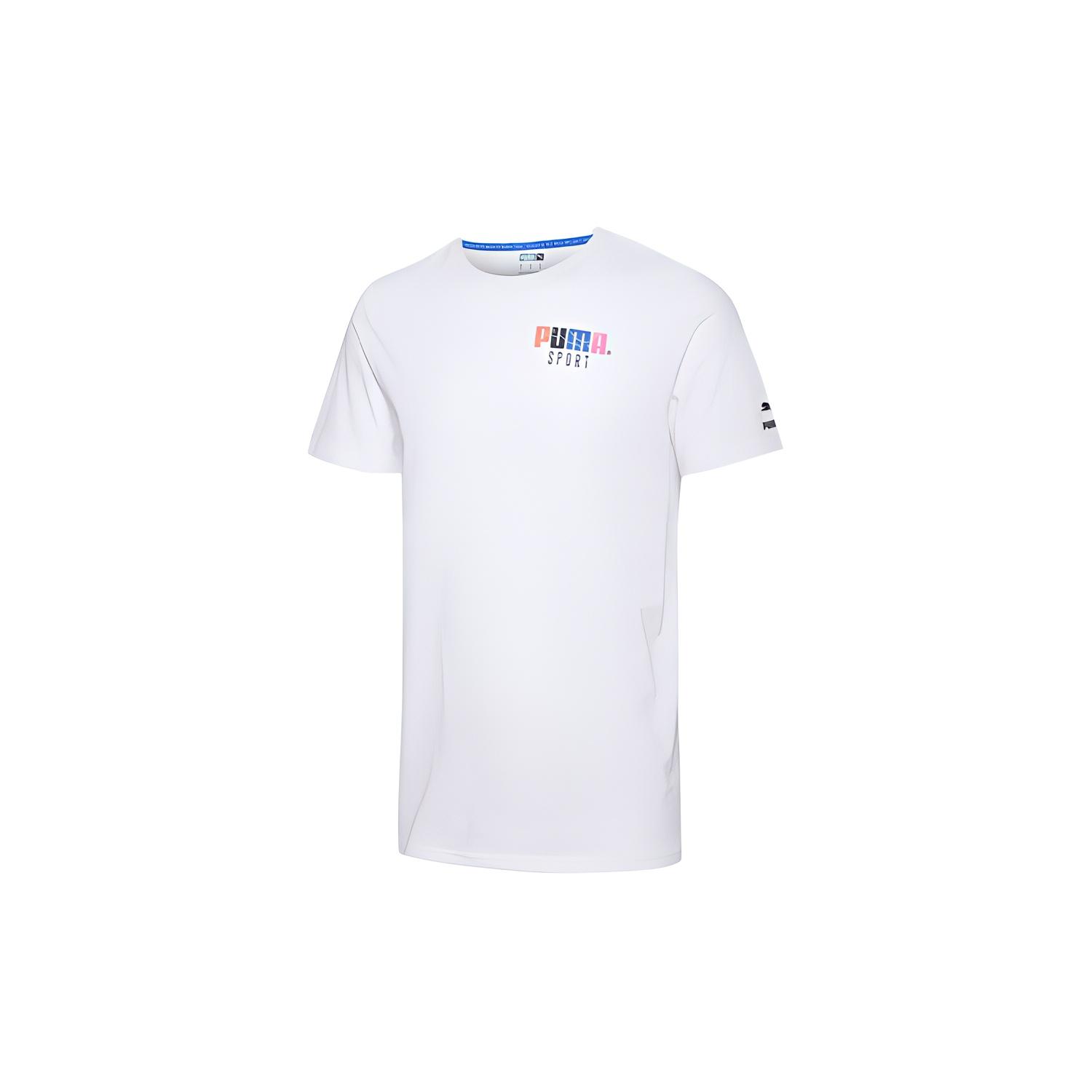 PUMA Multi-Color Logo Athleisure Casual Sports Short Sleeve White Men s 598938-02 XL