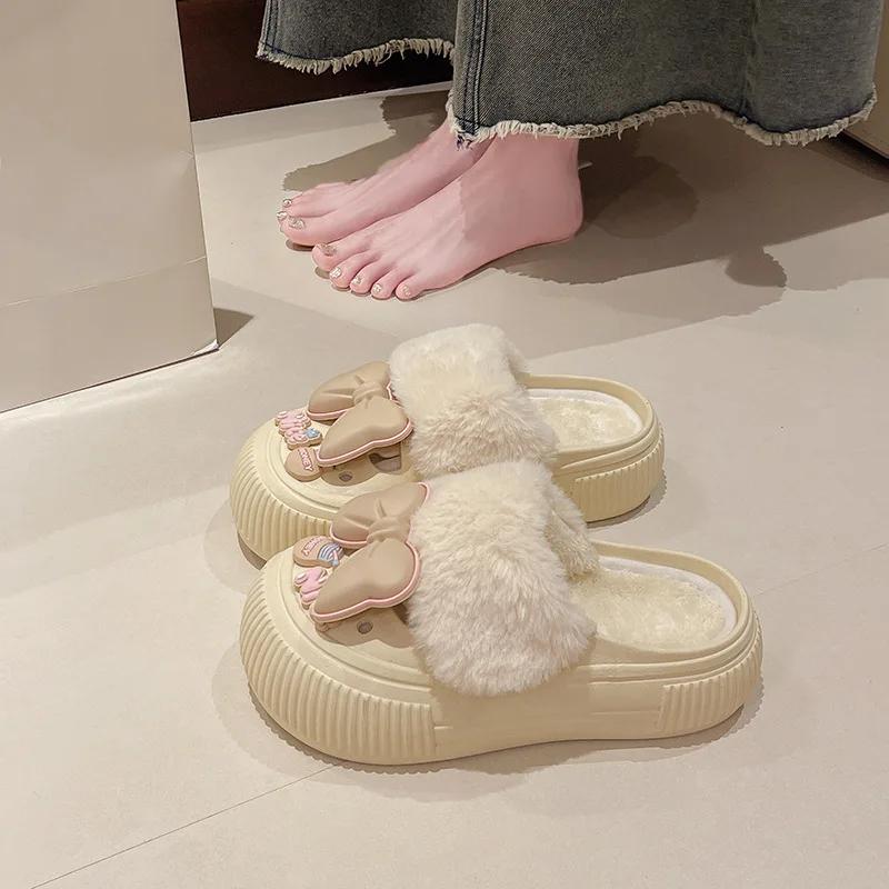 Fashion Detachable Cotton Slippers for Women's Autumn Winter 2024 New Indoor Home Warm Shoes Anti Slip Winter Cotton Slippers