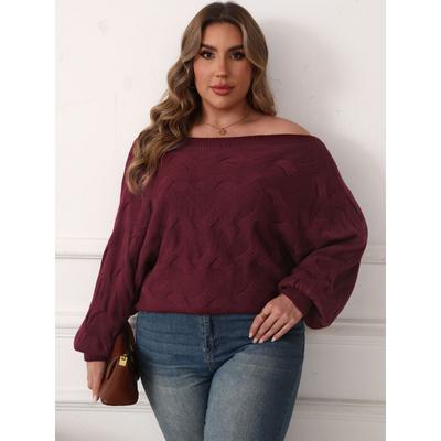 Seksowny damski top plus size z odkrytymi ramionami, nieregularny, z rękawami typu nietoperz, luźny sweter pulower dla kobiet