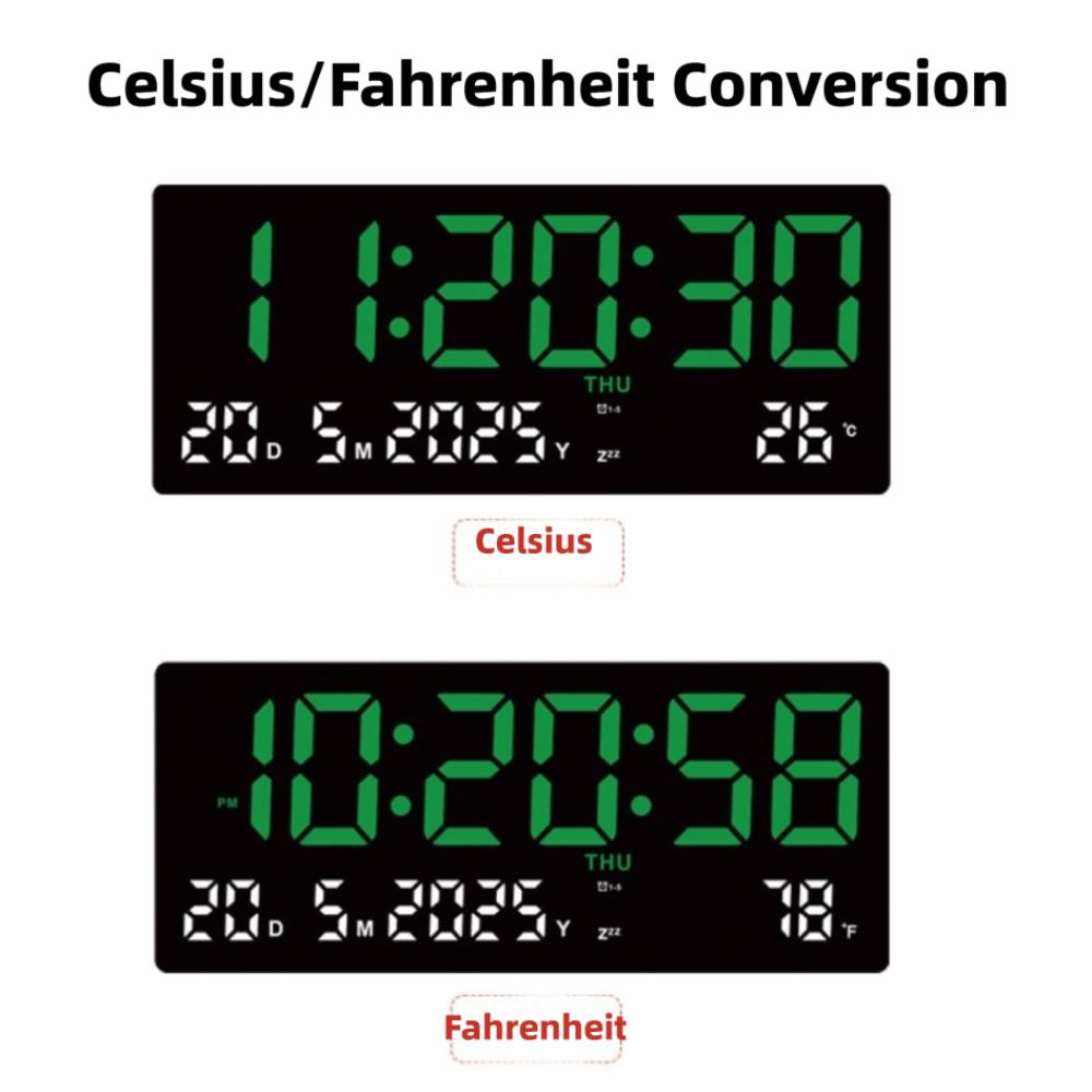 12/24H LED Alarm Clock Time/Date/Week/Temp Display Electronic Table Clock Living Room