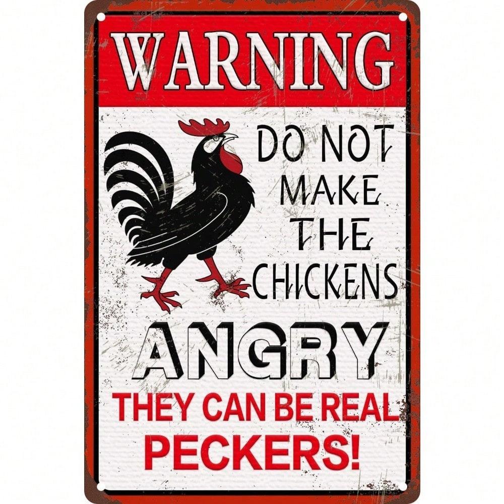 Funny Farm Metal Wall Art Vintage Chicken Sign Rustic Decor 20x30cm белый