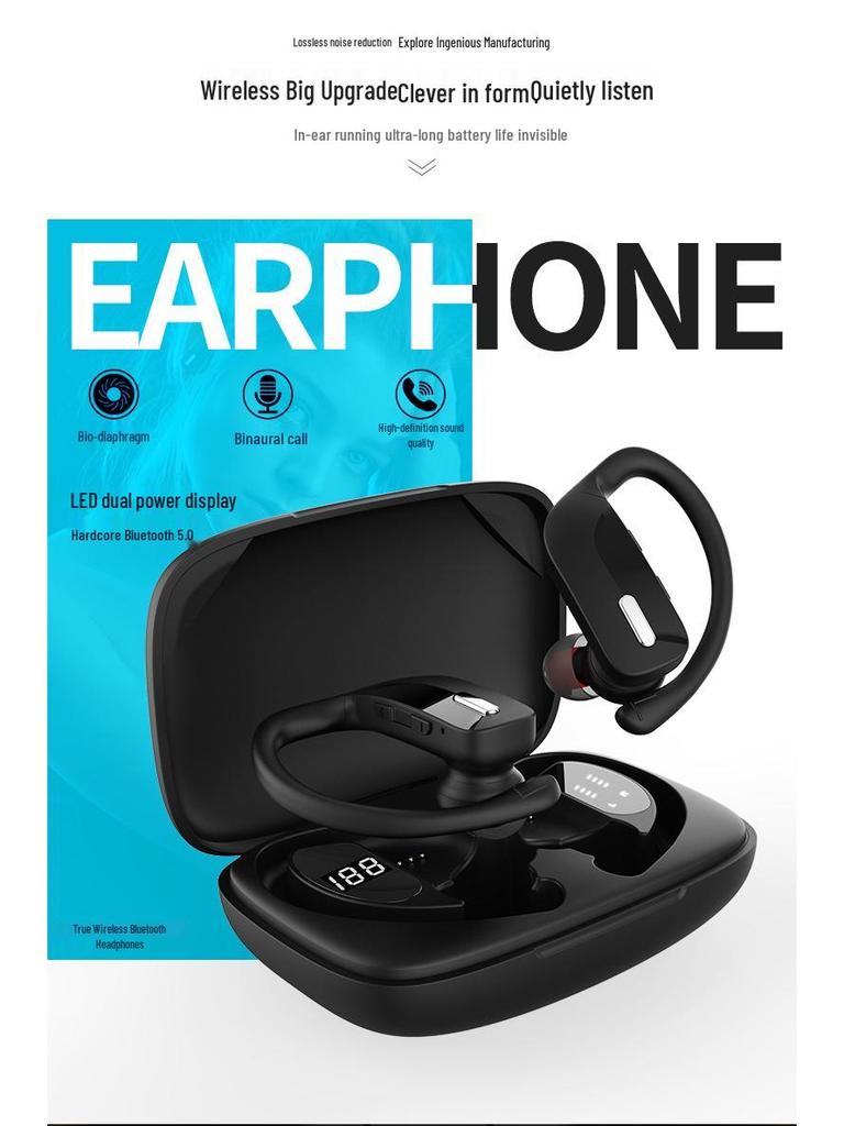 T17 Wireless Bluetooth Sports Ear-hook Headset, Waterproof, TWS, Bluetooth 5.3.