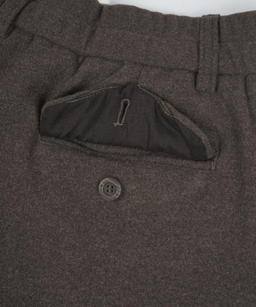 BIRBANTE Wool Blend C.L Fit Elastic Waist Wide Pants - Brown