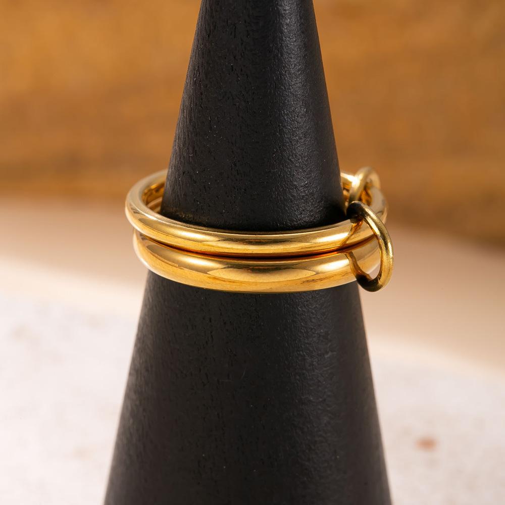 Titanium Steel Fashion Creative Plated Jewelry18k Gold Ring Three-Layer Plain Band with Inlaid Diamonds Stackable Rings Wholesale