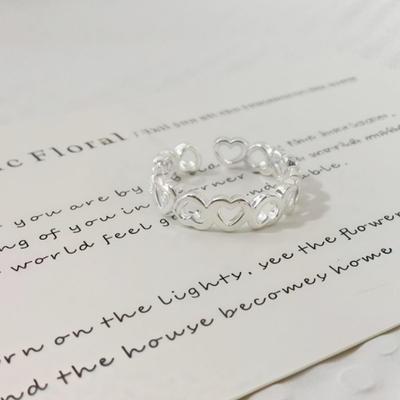 Trendiger Verstellbarer Herz-zu-Herz Offener Ring mit Glatter Oberfläche