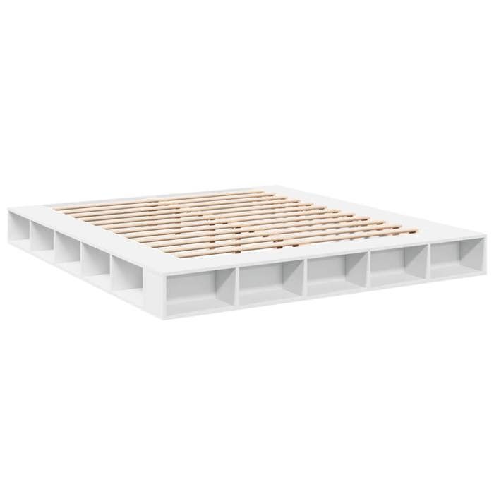 VidaXL Cadre de lit blanc 200x200 cm bois d'ingénierie, lit, lit de rangement, cadre de lit double, lit double, meuble de 3280447