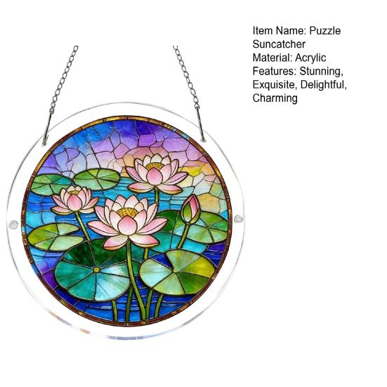Acrylic Jigsaw Puzzle Suncatcher Window Hanging Kit, Stained Glass Style DIY Puzzles Home Garden Decor, Birthday Gifts for Women, Wife, Aunt, Mom