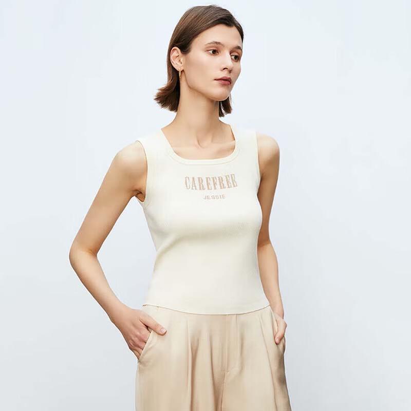 JESSIE Women s Sleeveless Letter Knit Tank Top S