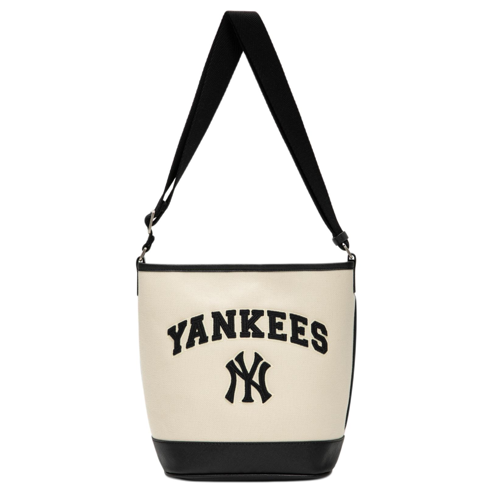 

MLB Letter Logo Decorative Casual College Style Fashion Bucket Bag Crossbody Bag Cotton Shoulder Bag Unisex bags Black White 3ABMS093N-50CRD Basic Set (Bag)
