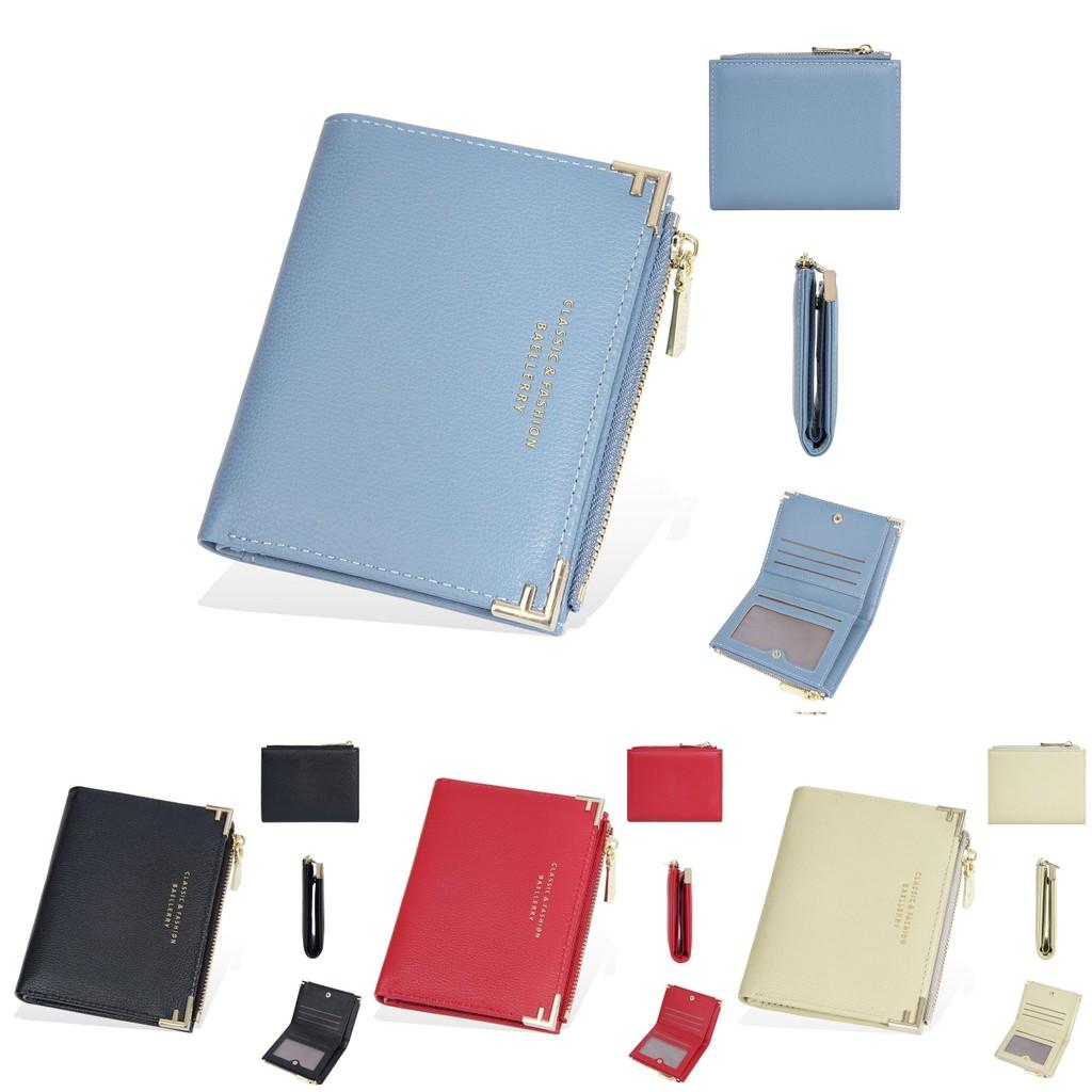 Simple Short Wallet For Women Pu Leather With Antitheft Zipper
