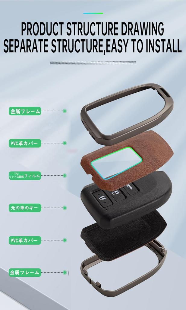 TECART Toyota Exclusive Key Case, Key Cover, Smart Key Case, Key Holder, Compatible with