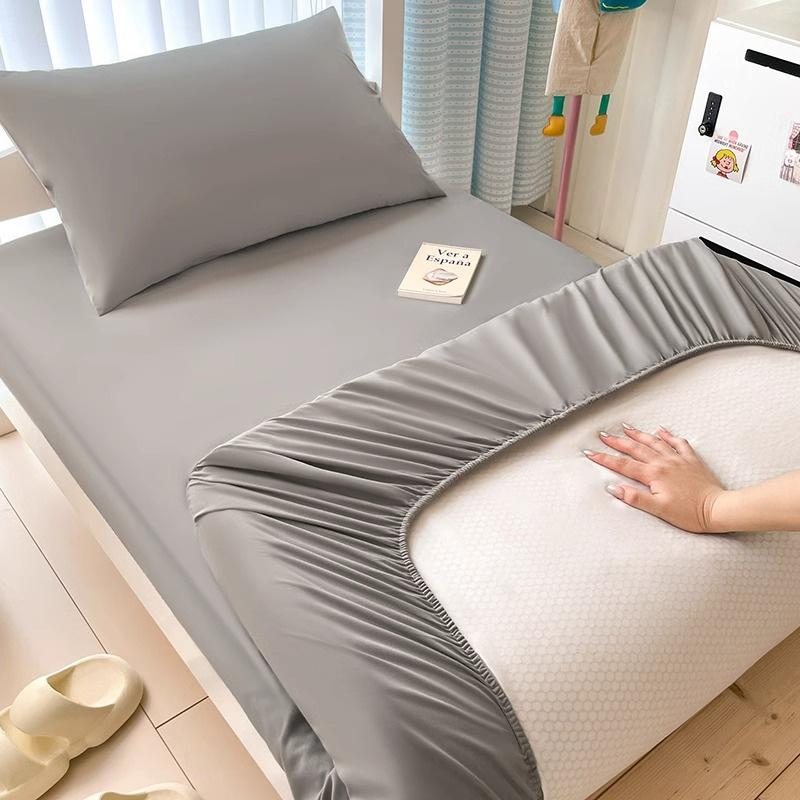 

1/2PCS Plain Color Waterproof Mattress Cover,Polyester Material, Thin Breathable,Bedroom,Four Seasons Apply only 2pcs pillowcases серый