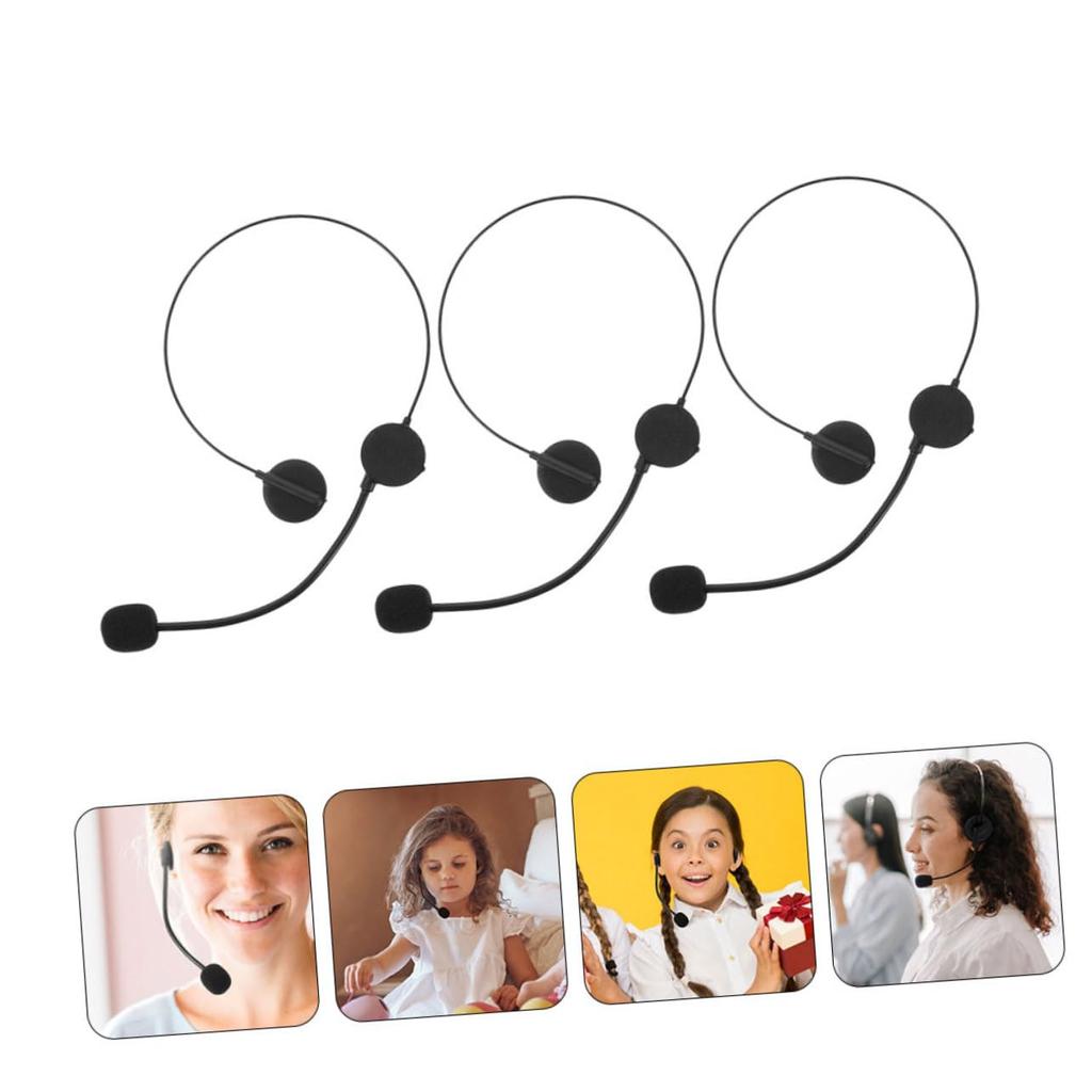 EXCEART 3-Piece Toy Microphone Headset, Kids Stage Prop, Cosplay Accessories, Costume Headphones for Costume Parties and Halloween, 7.1 X 4.9 Inches