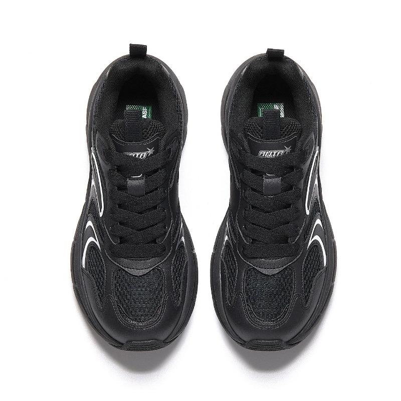 Anta Men Galaxy Retro Versatile Thick-Sole Elevation Soft Comfort Casual Shoes Black Silver 912618839-4