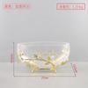 Modern Glass Fruit Bowl With Metal Tray Ice Crack Minimalist Dining Table Decor Restaurant Hotel Airbnb