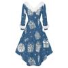 Women's Fashion Elegant Autun And Winter Long Sleeve V-Neck Christmas Print Dress