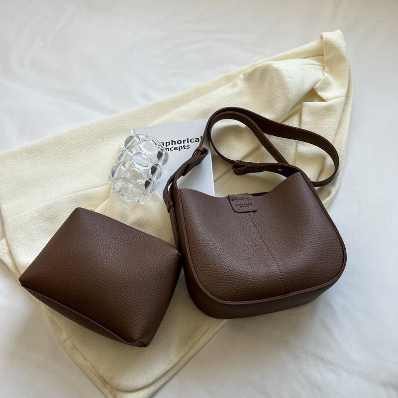 Vintage Handbags For Women Fashion Texture Pu Leather Shoulder Crossbody Bag Large Capacity Female Bucket Totes New
