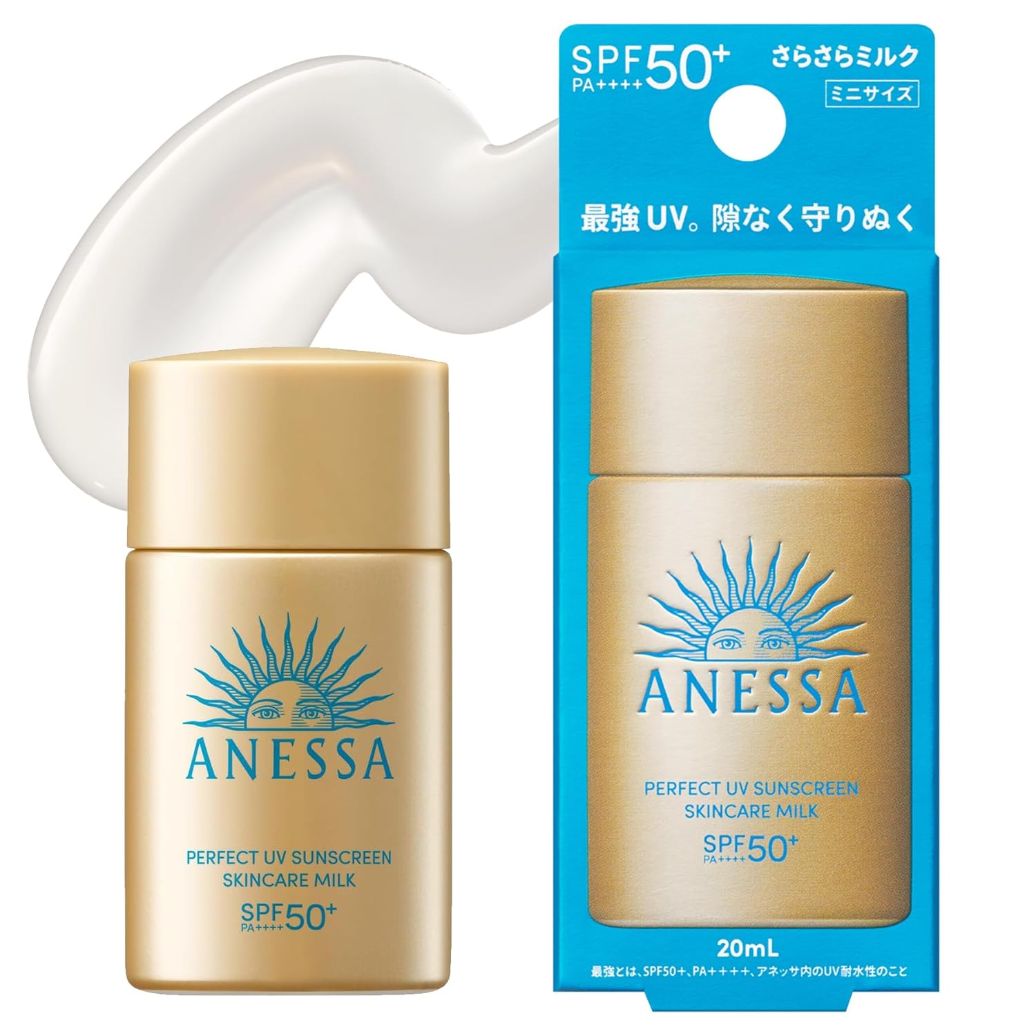 

Anessa Sunscreen 25th Anniversary Mini Size Perfect UV Skin Care Milk NA 20mL SPF50+ PA++++ Face Body Makeup Base Waterproof Travel Portable Small