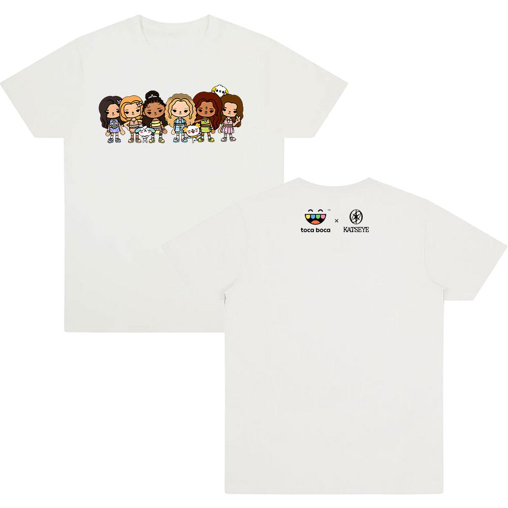 KATSEYE X Toca Boca T-Shirt KATSEYE New Merch Cotton High Quality T Shirts Cartoon Print Funny Clothing Unisex Comfortable Tees