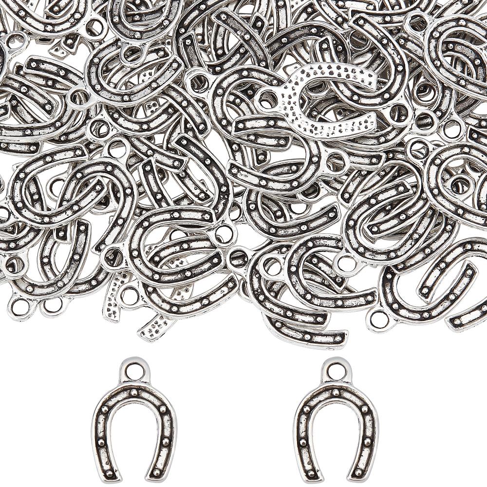 Tibetan Style Alloy Pendant Enamel Settings, Horse Shoes, Antique Silver, 16.5x11x1mm, Hole: 2mm, 100pcs/box