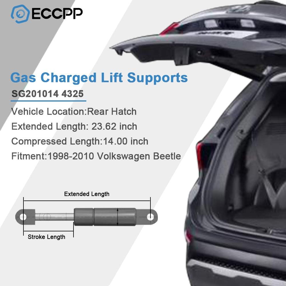 ECCPP Rear Hatchback Lift Supports Struts Gas Springs Shocks For 1998-2010 For Volkswagen For Beetle 4325 Strut Set Of 2