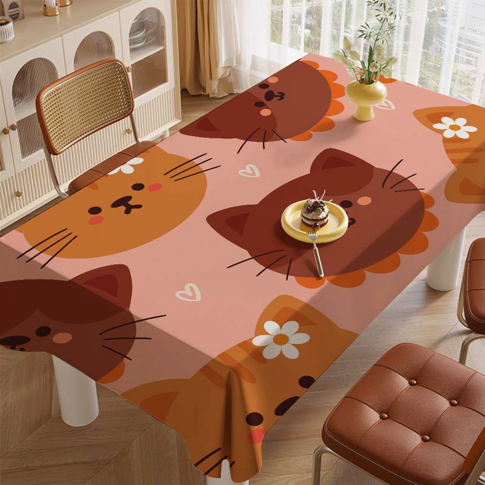 Cartoon Animal Print Durable Rectangle Tablecloth - Scratch-Resistant For Restaurants, Cafés & Service