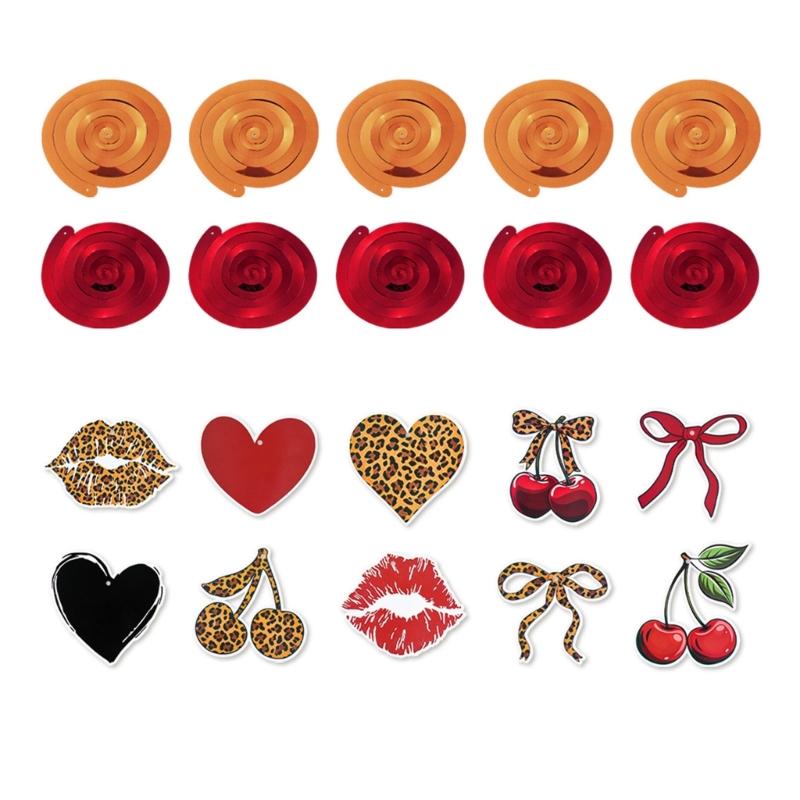 Paper Swirls Hanging Decoration, 10-Piece Fruit and Animal Print Set Requiring No Drilling or Extra Installation Tools for Temporary Displays
