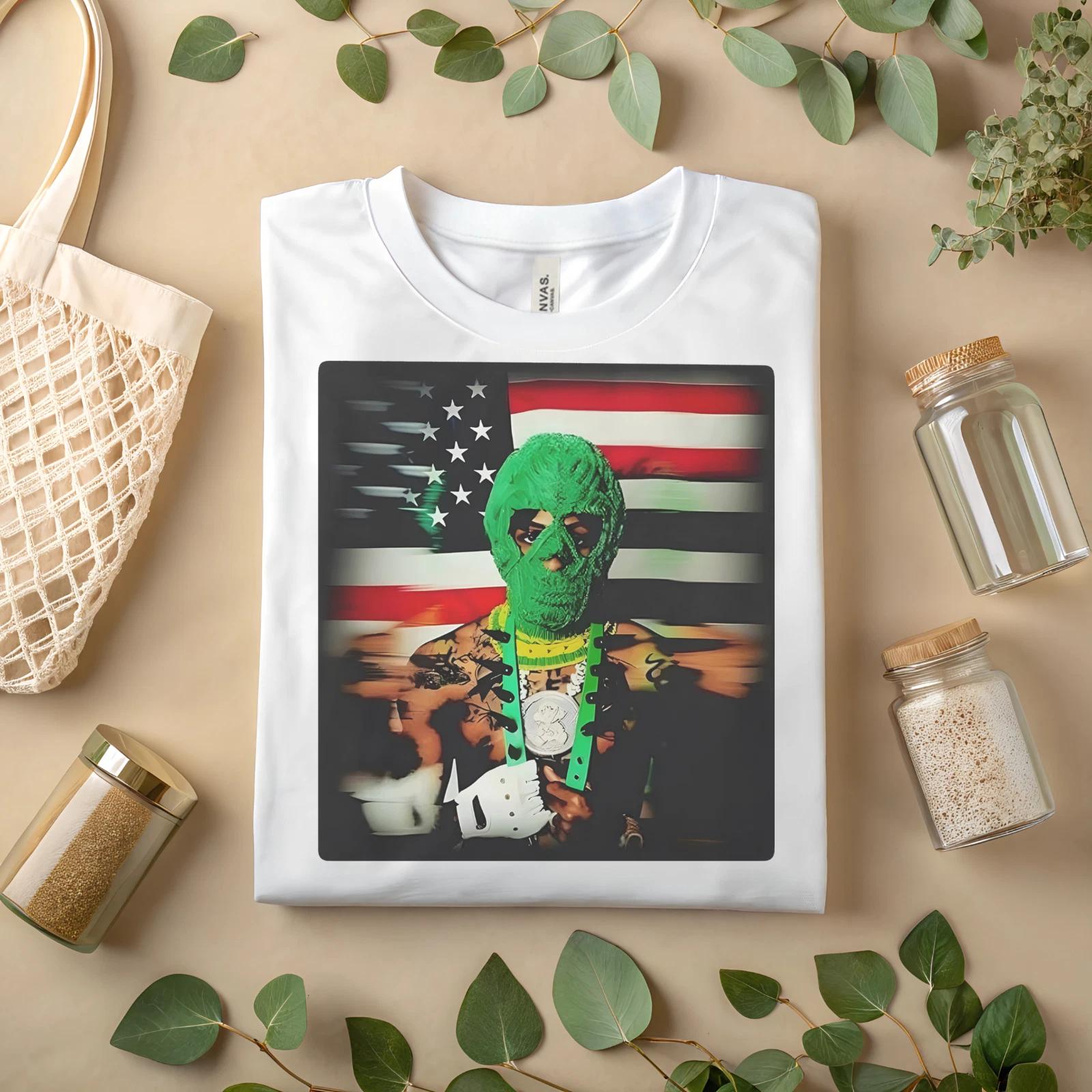 

Green Mask American Flag T-Shirt – Bold Graphic Streetwear Tee A237 XL