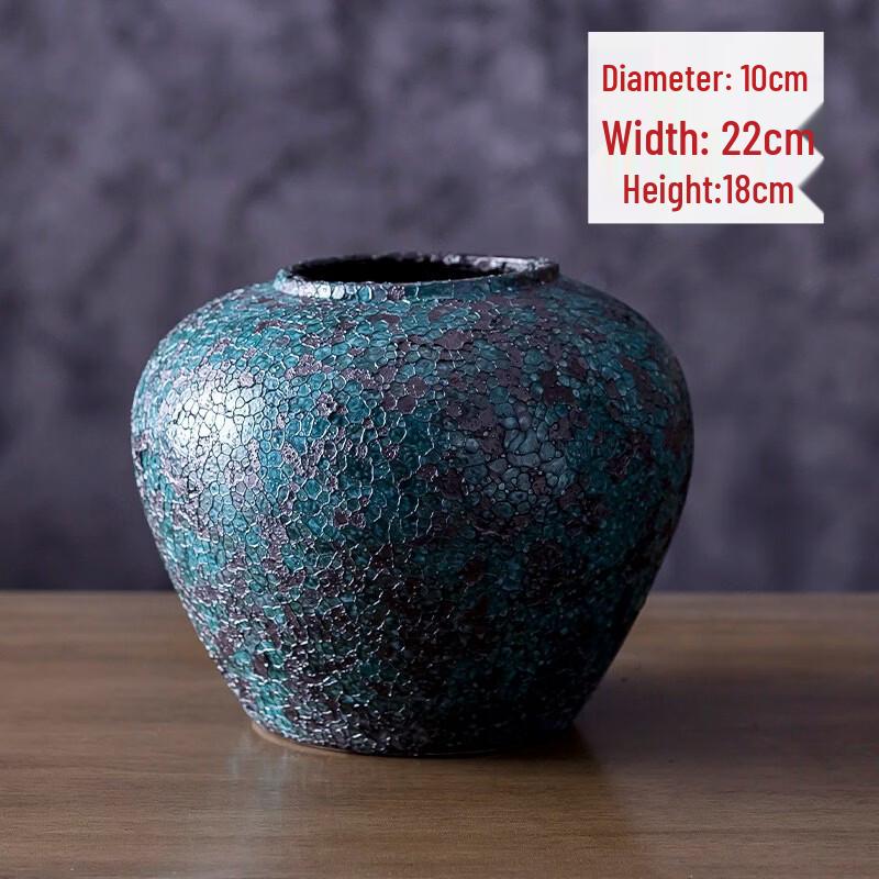 Vintage Green Mottled Ceramic Vase Set