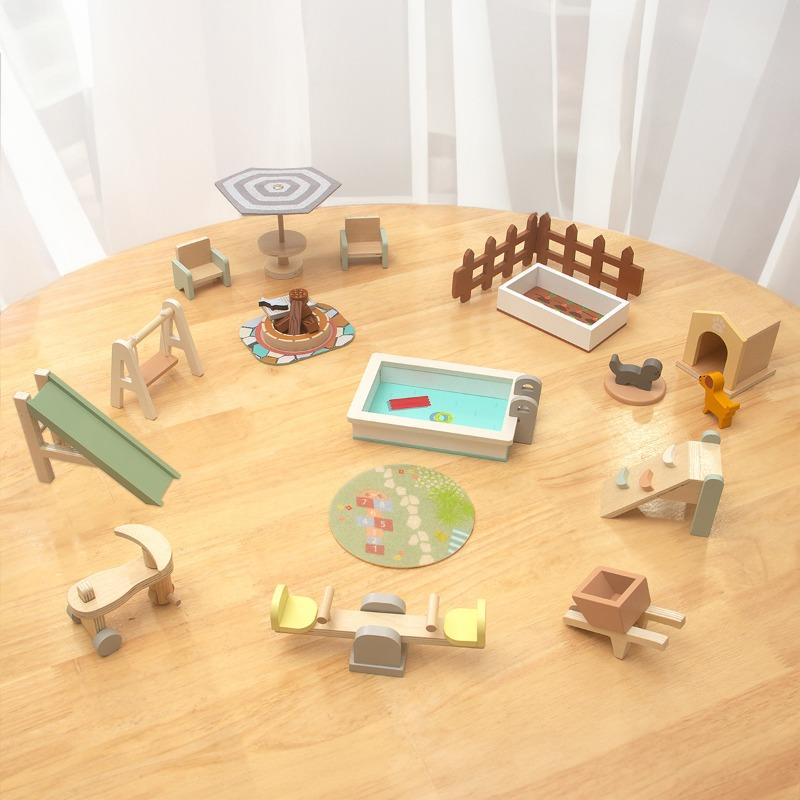 New Mini Small Furniture Wooden Kitchen Bedroom Bathroom Play House Simulation Doll House Children's Toys Furniture Placement